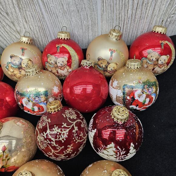 Vintage‎ 34 Pc Glass Christmas Ornaments Embellished Santa Cardinal Krebs O'well - Picture 5 of 15